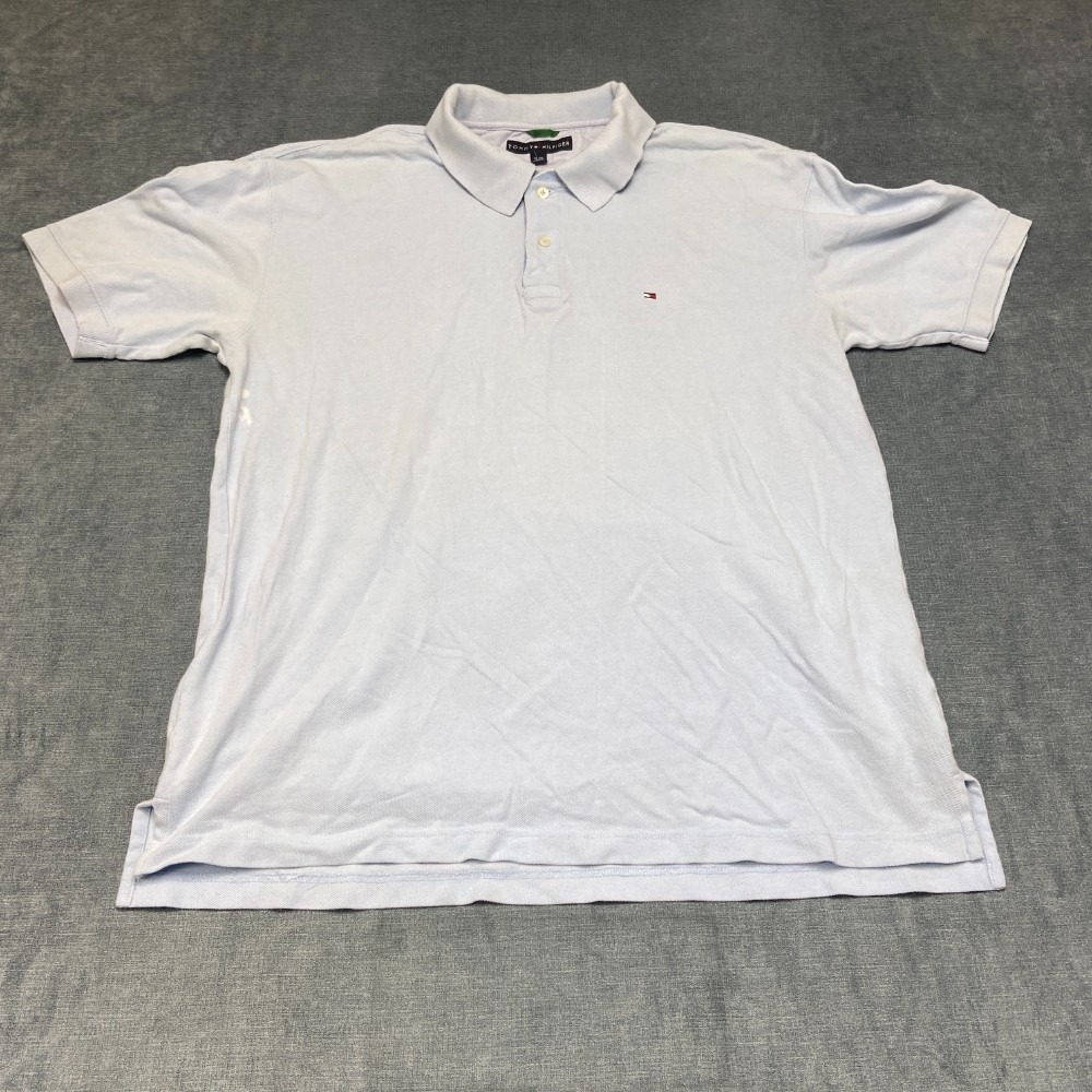 Tommy Hilfiger Polo Shirt Mens XL Light Blue Cotton Performance Sports Tennis
